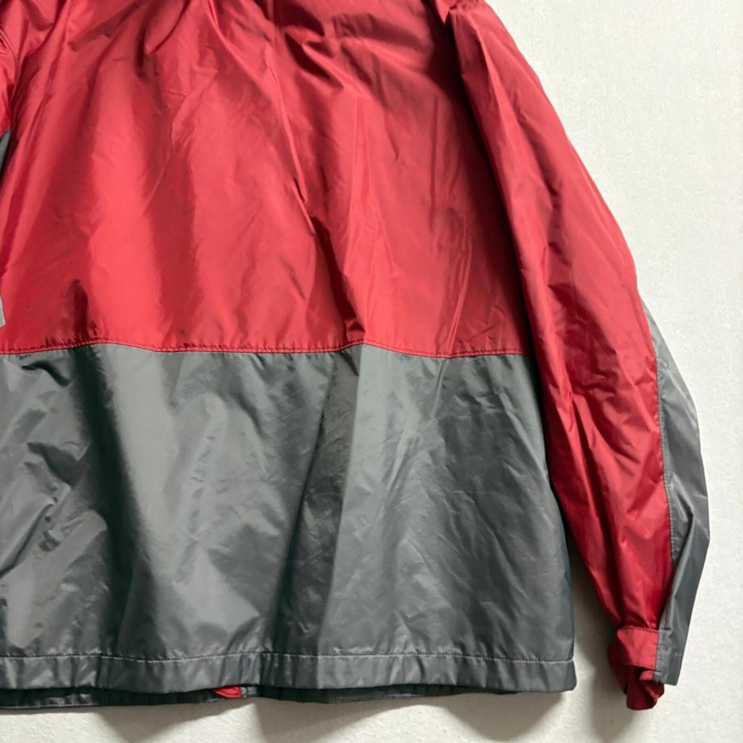 Cabelas 4Most Repel Rain Jacket Mens XL Red Gray Hooded Waterproof Windbreaker