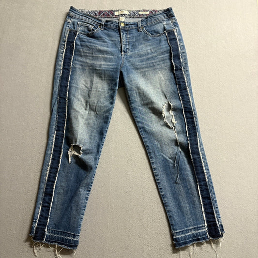Vintage America Blues Bestie Jeans Womens 10R/30 Distressed Side Stripe Denim