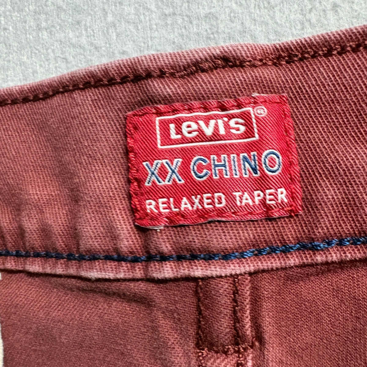 Levis XX Chino Relaxed Taper Pants Mens 32x29 Red Burgundy Cotton Stretch