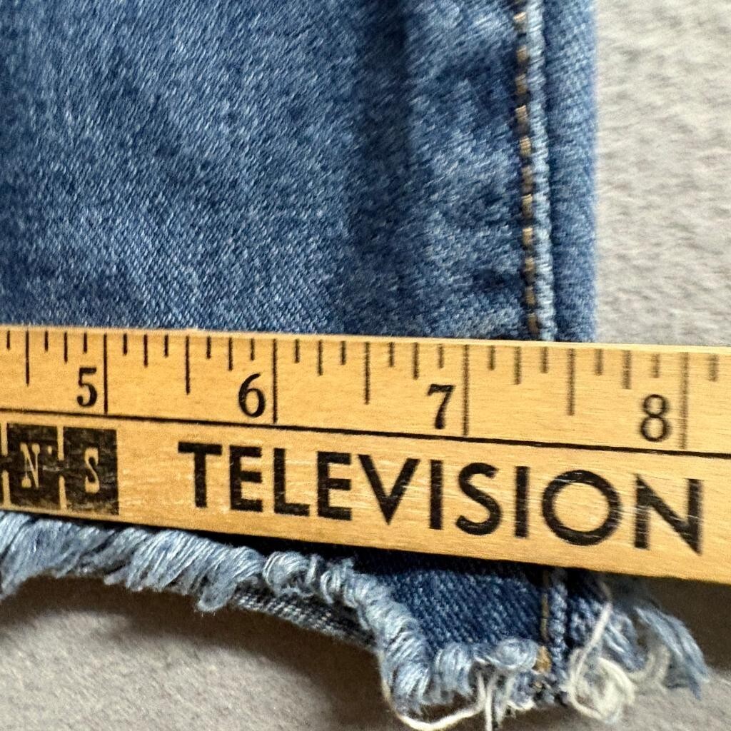 GB Girls Distressed High Rise Wide Leg Jeans Size 1 Blue Denim Raw Hem 100%