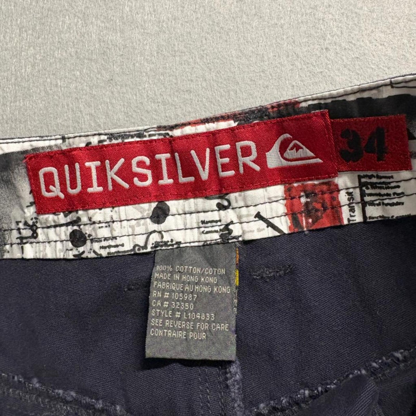 Quiksilver Cargo Shorts Mens 34 Dark Gray Cotton Casual Skate Surf Transit
