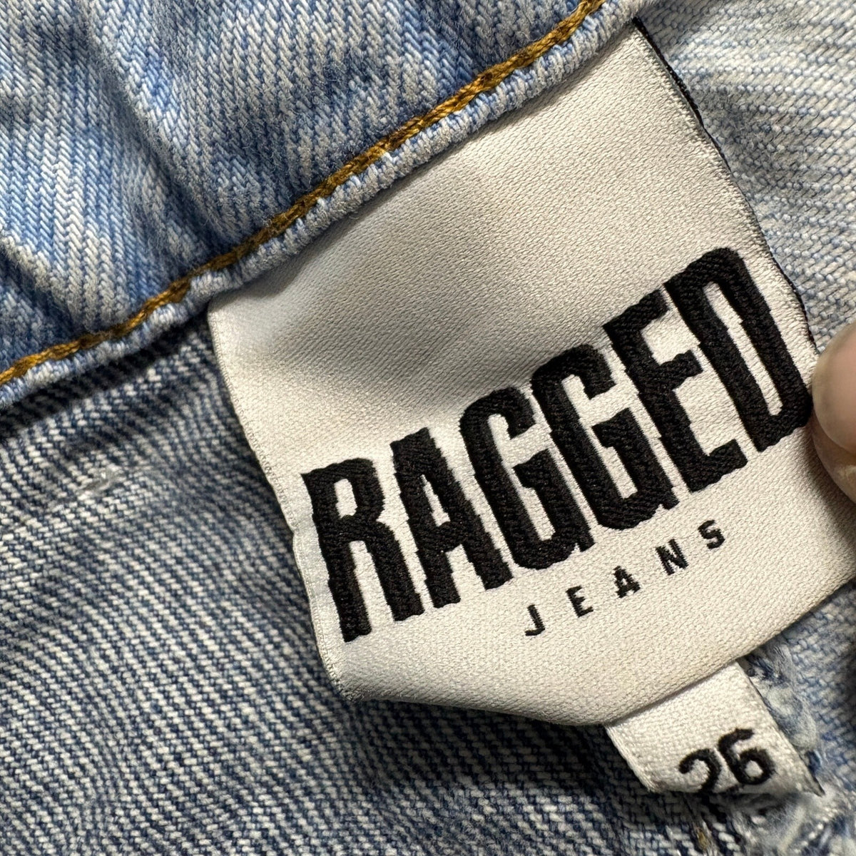 The Ragged Priest Two Tone Patchwork Frayed High Rise Straight Jeans Size 26