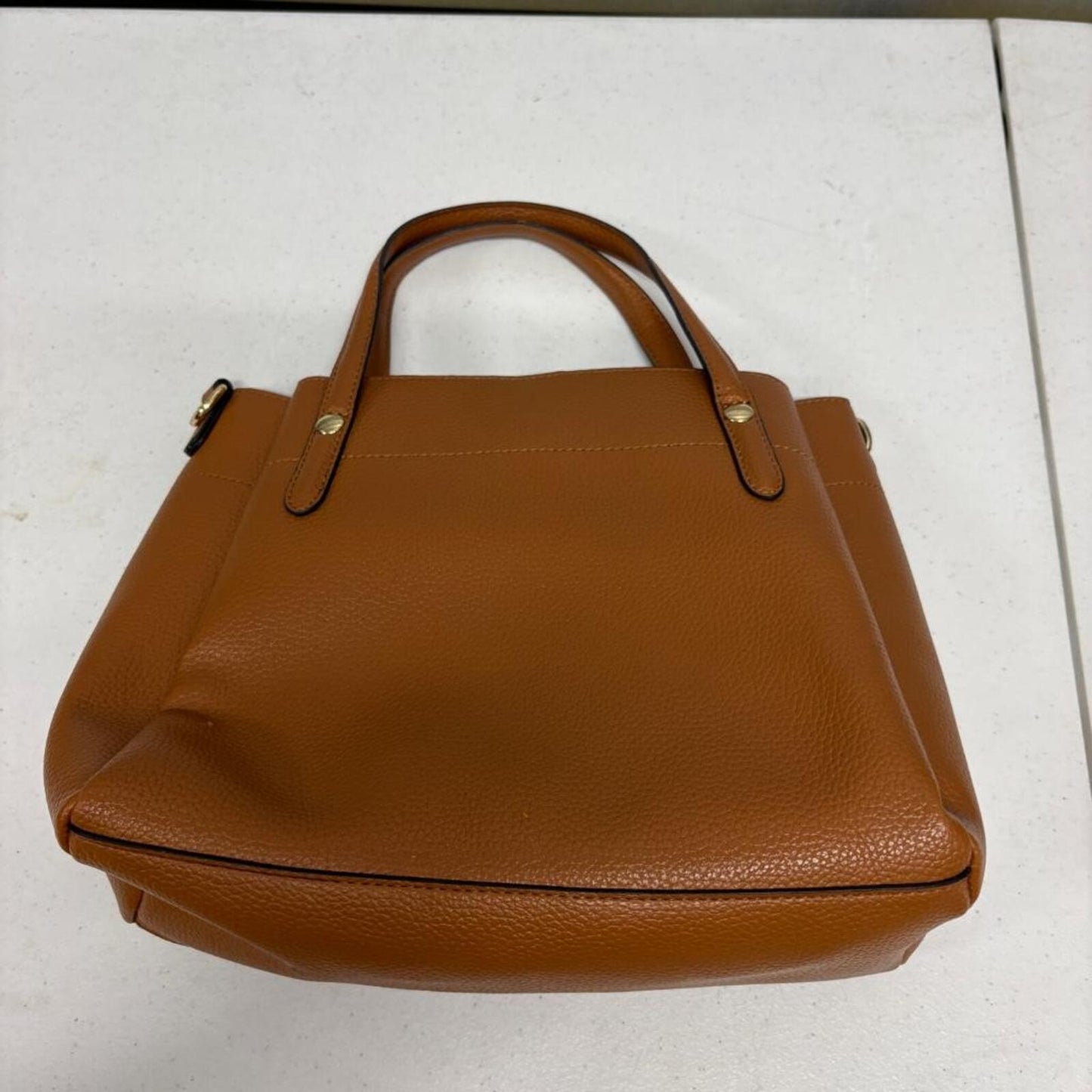 Nanette Lepore Women's Brown Pebbled Faux Leather Satchel Shoulder Bag Medium