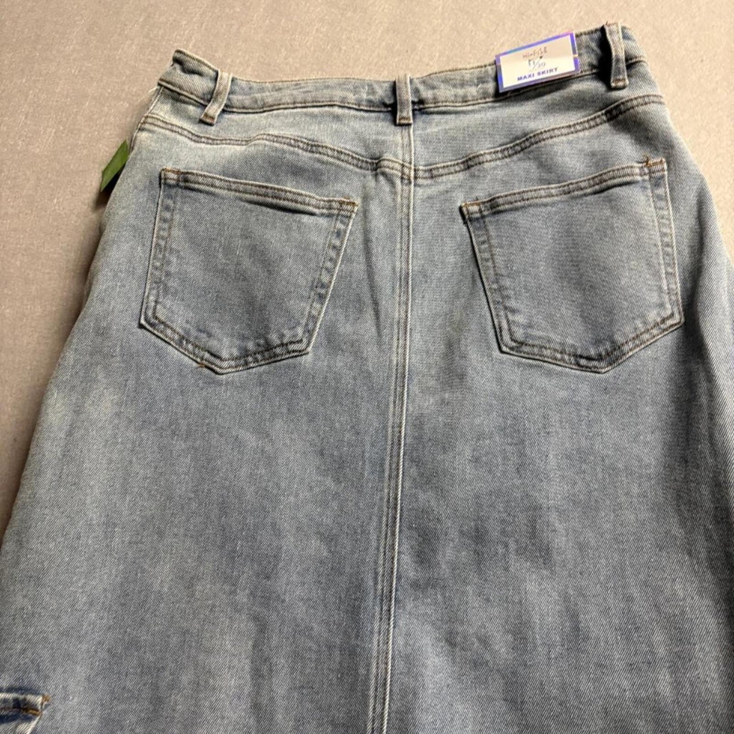 Tinseltown Denim Cargo Maxi Skirt Womens Size 11/30 Blue High Rise Raw Hem New