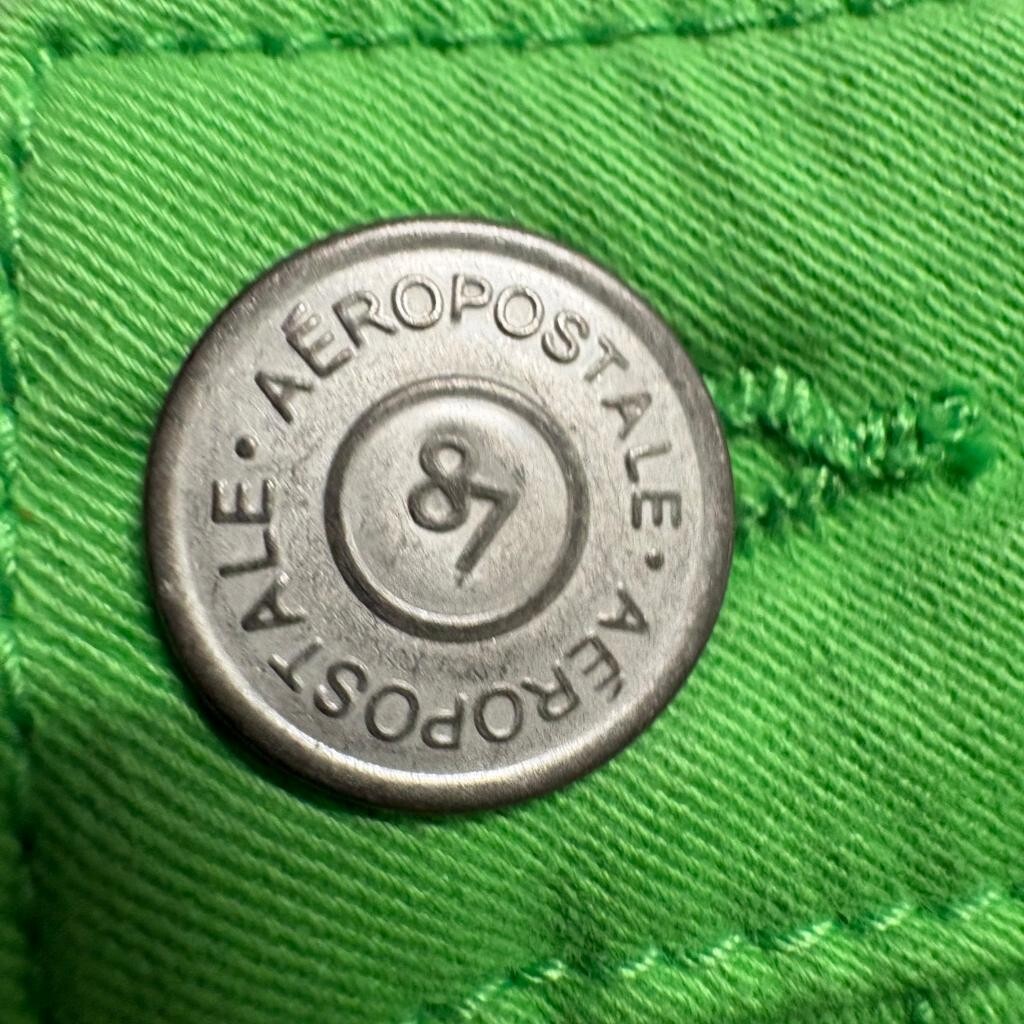 Aeropostale Lola Cropped Jegging Jeans Womens 13/14 Lime Green Stretch Denim