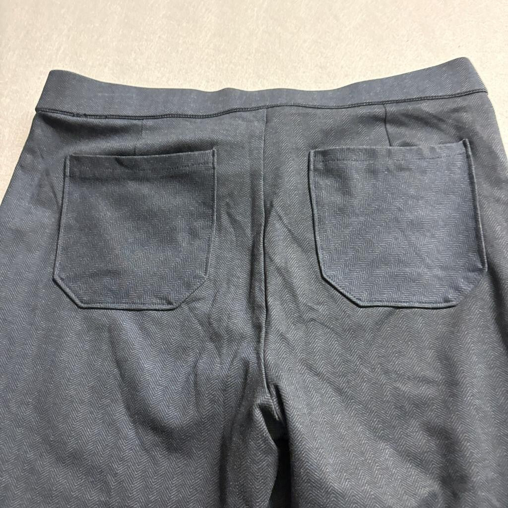 Democracy Ab Technology Pants Womens Large Gray Herringbone Stretch Pull On Crop