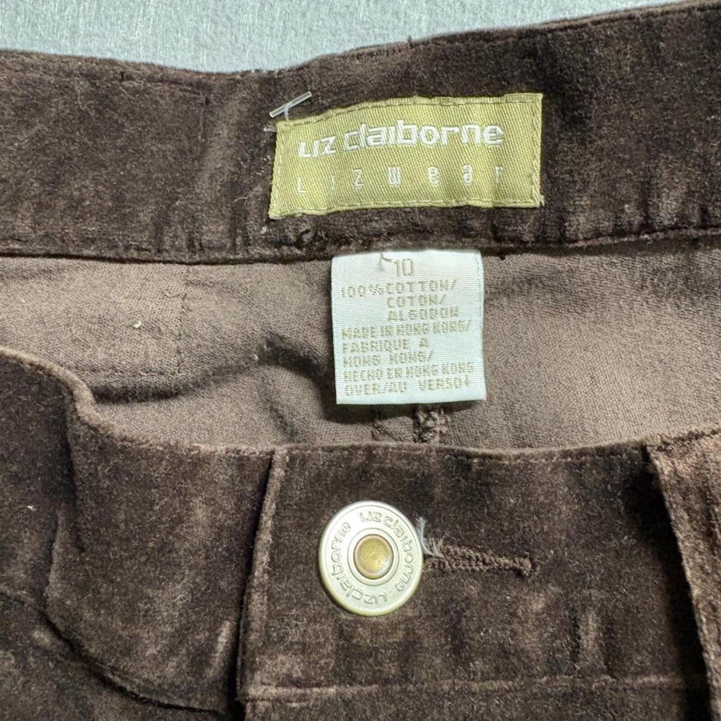 Liz Claiborne Lizwear Corduroy Pants Womens 10 Brown High Rise Straight Leg