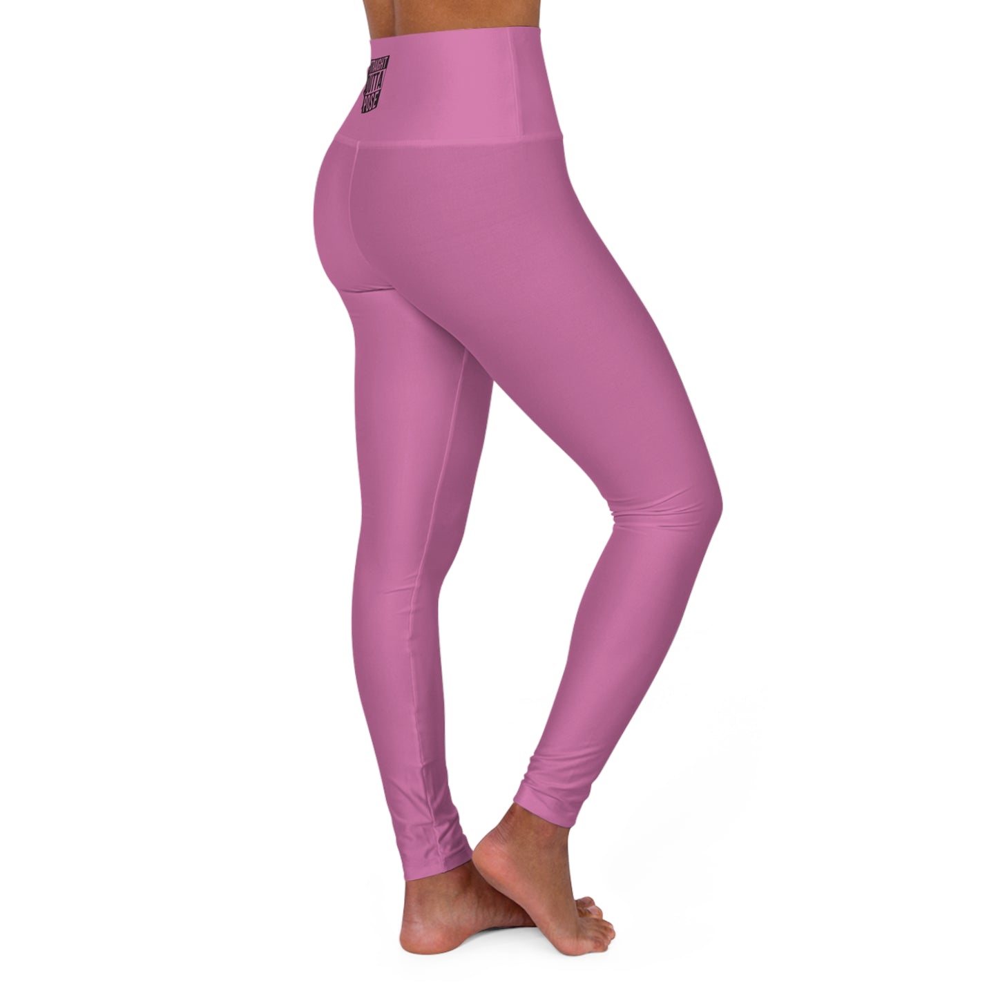 Straight Outta Pose Pink High Waisted Yoga Leggings (AOP)