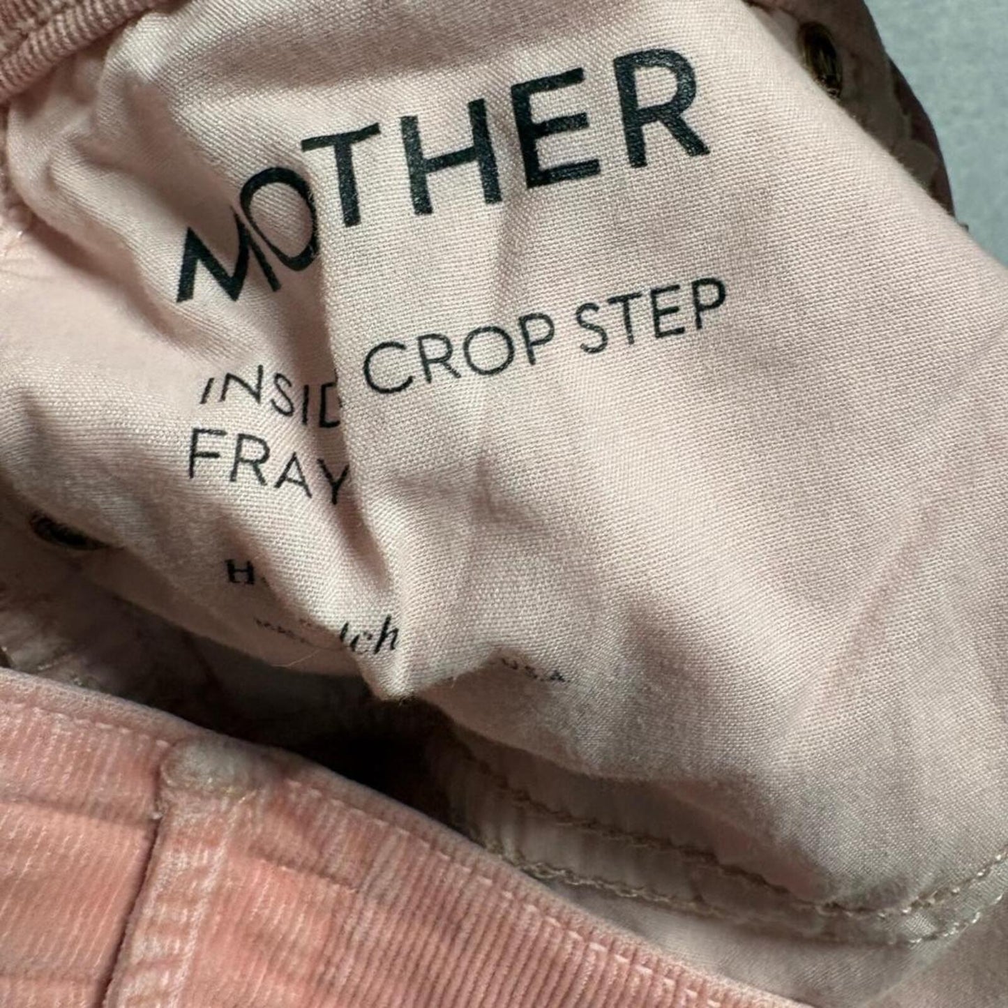 Mother Insider Crop Step Fray Corduroy Pants Womens 24 Pink Eraser Raw Hem
