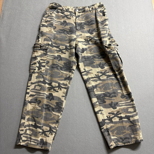 Shein Curve Cargo Pants Womens 1XL Camouflage Green Brown Cotton Utility Utility