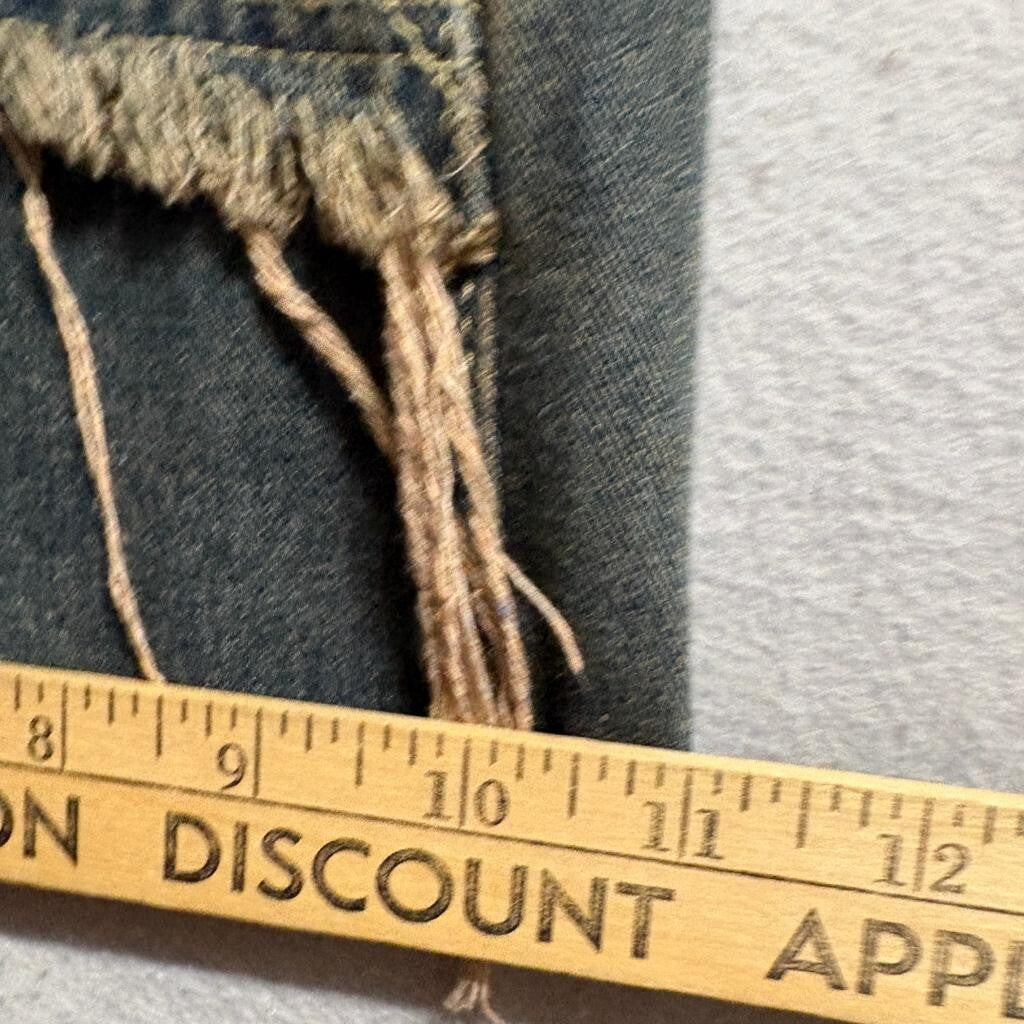 Unbranded Distressed Patchwork Wide Leg Jeans Womens Size S Gray Denim Fringe