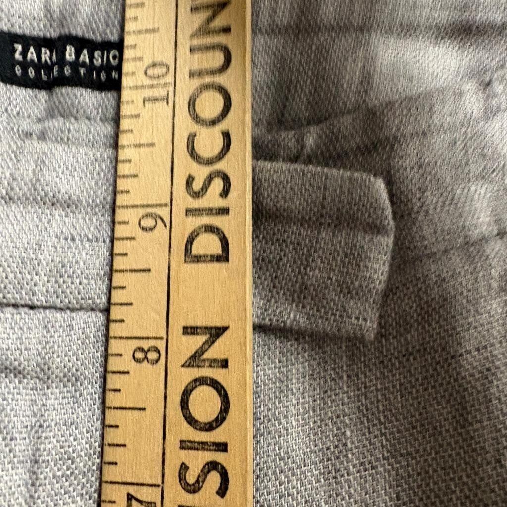 Zara Basic Collection Women's 100% Linen Pants Size 4 Gray Cuffed Ankle Trousers