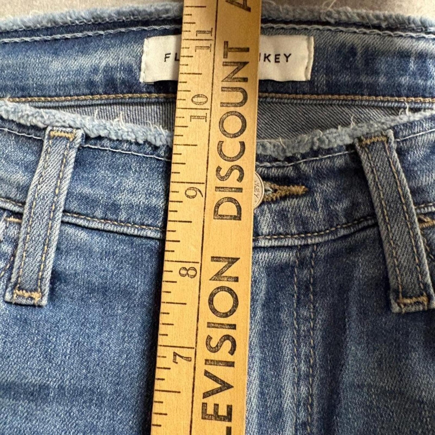Flying Monkey Jeans Womens 27 Blue Denim Raw Hem Straight Leg Stretch Style