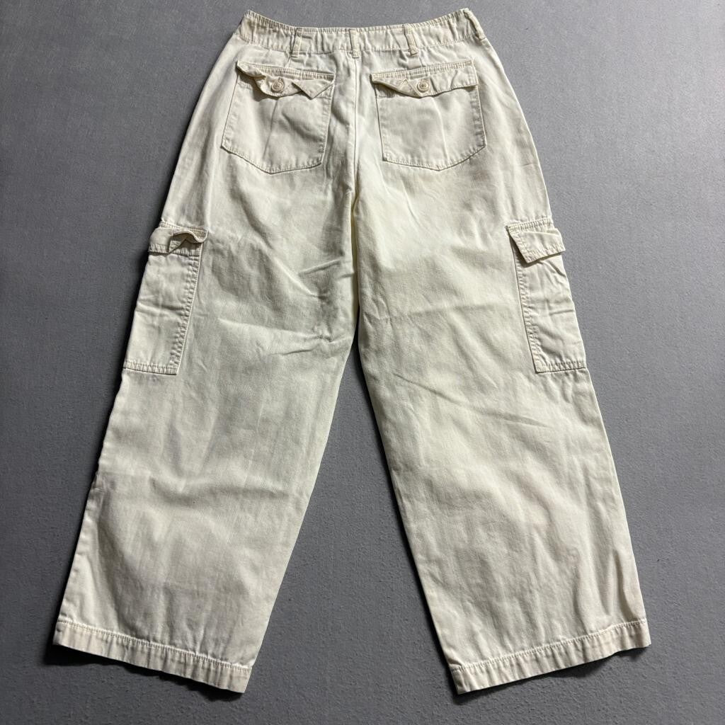 Universal Thread Cargo Pants Womens Size 6 Beige Cream Wide Leg Cotton Utility
