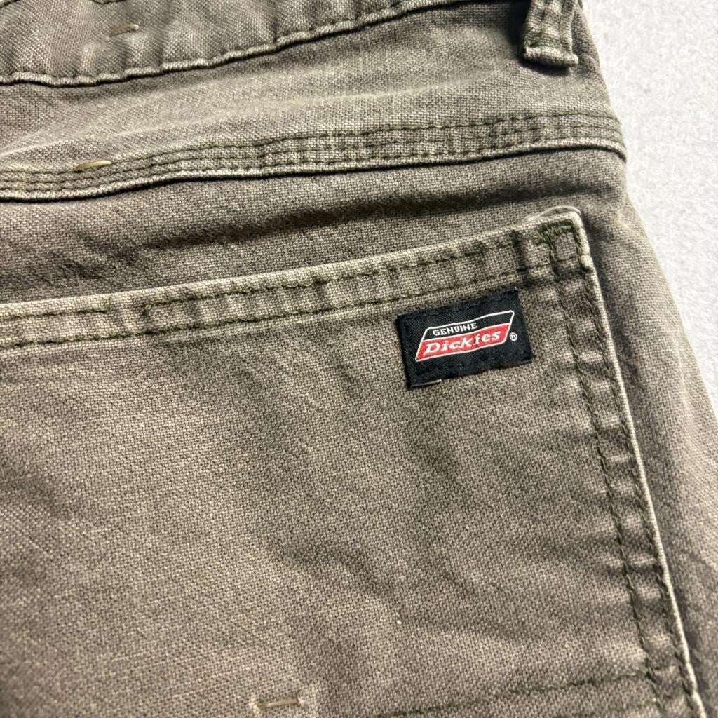 Genuine Dickies Mens Carpenter Pants 36x20 Cut Off Crop Raw Hem Brown Workwear