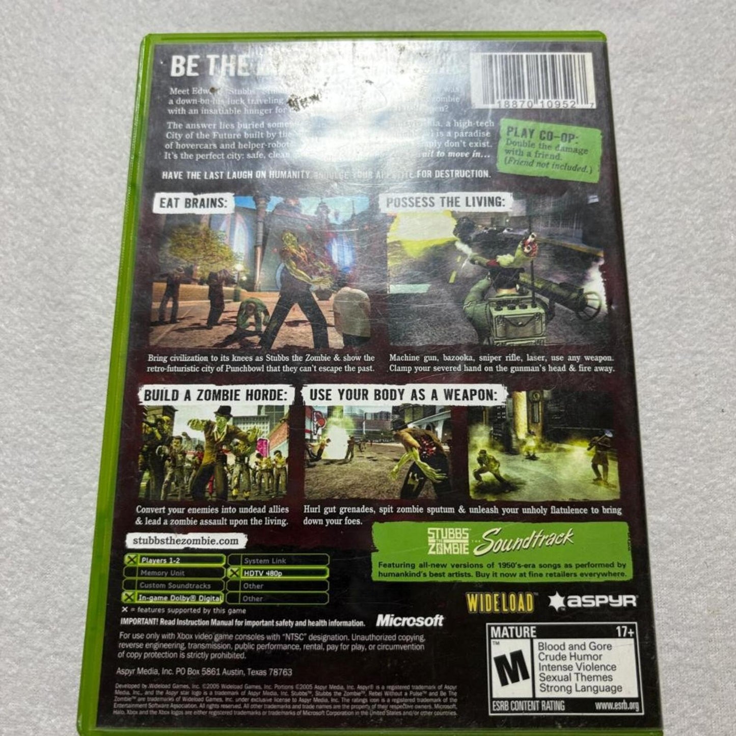 Stubbs the Zombie in Rebel Without a Pulse Microsoft Xbox CIB Tested