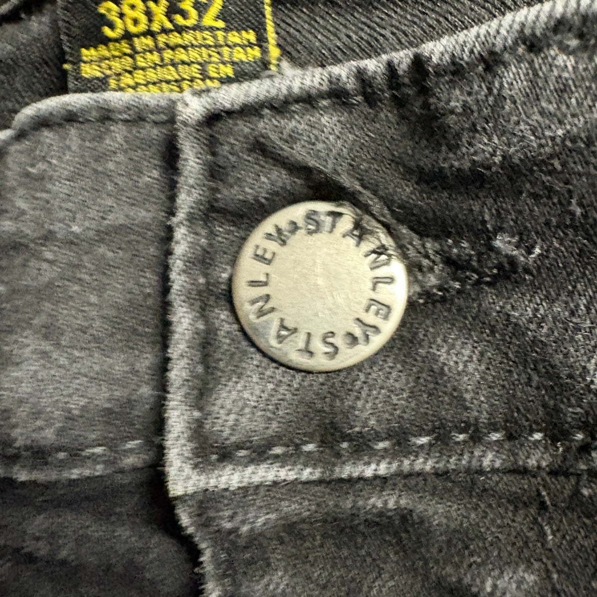 Stanley Flex Technology Mens Jeans 38x32 Black Stretch Denim Straight Leg