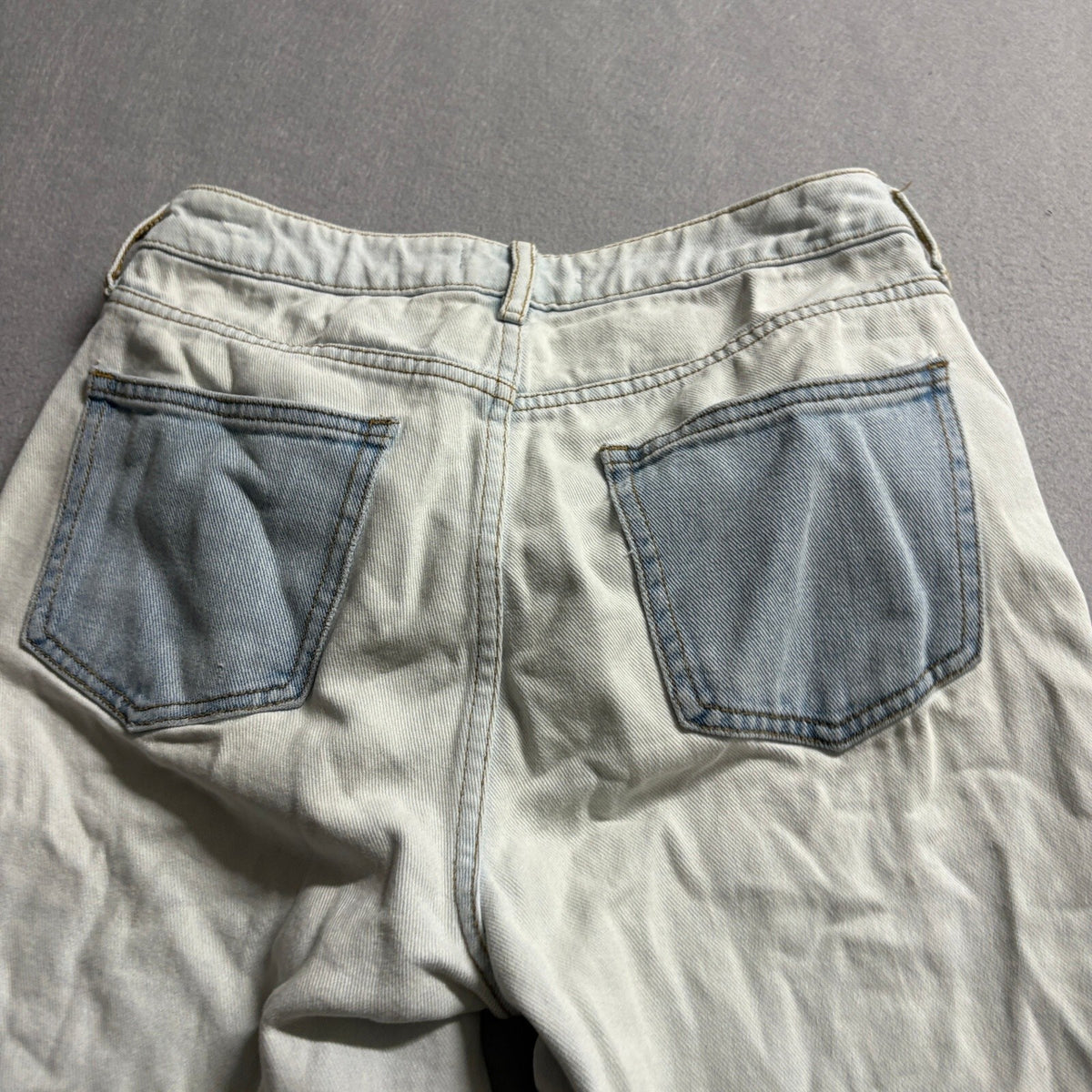 PacSun Womens Two Tone Patchwork Mom Jeans Blue High Rise Straight Leg Size 26
