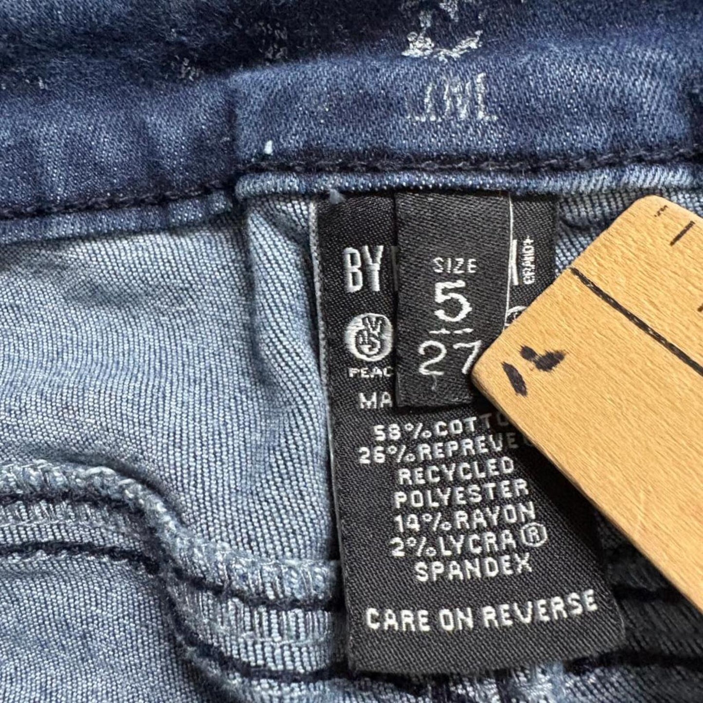 By Rewash Distressed Skinny Jeans Womens Size 5 27 Blue Denim Frayed Hem Stretch