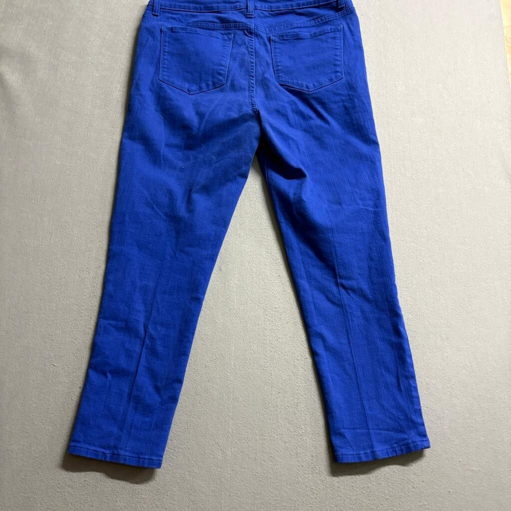 NYDJ Womens Pants Size 16 Blue Cotton Blend Stretch Cropped Straight Leg