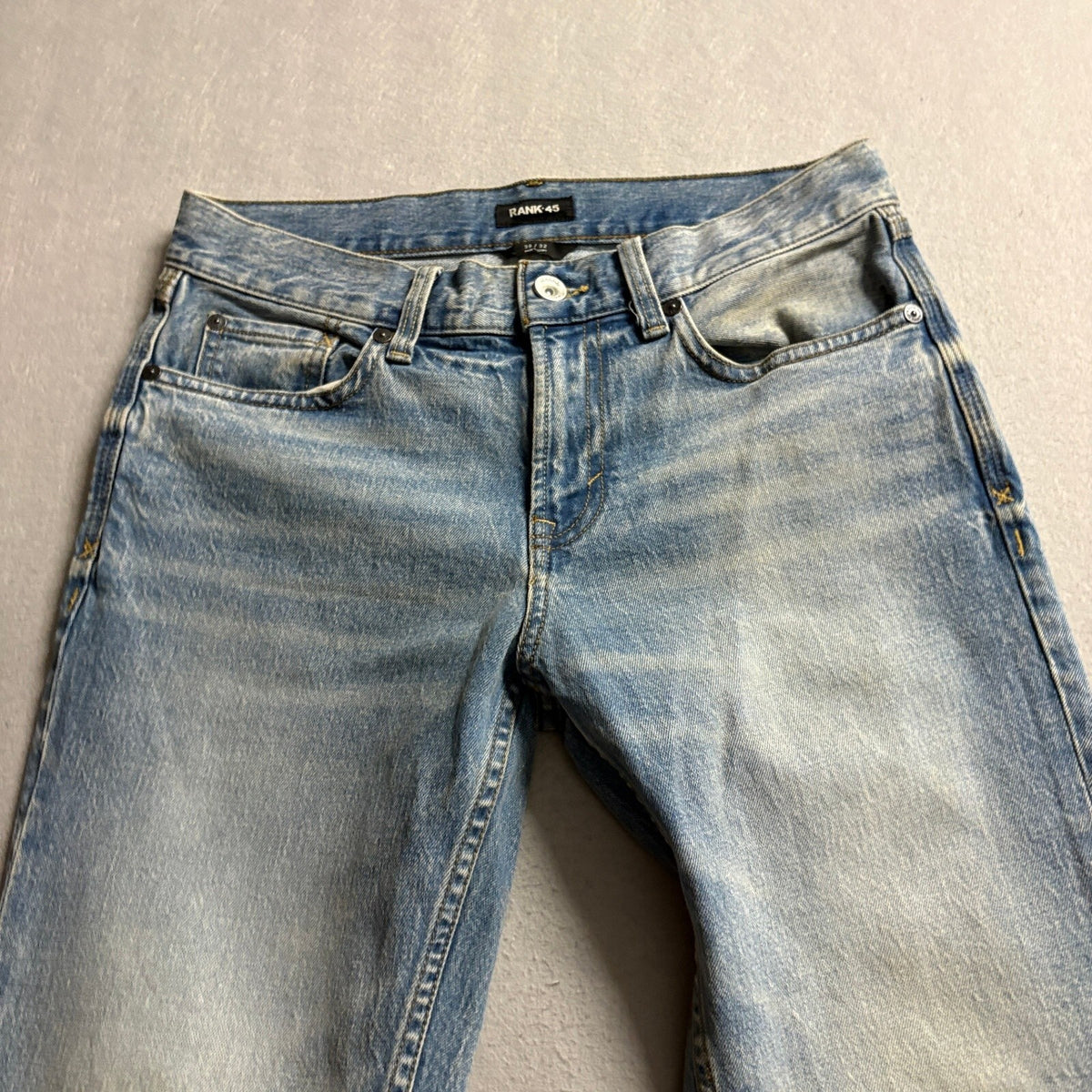 Rank 45 Mens Jeans Size 30x32 Blue Denim Straight Leg Stretch Made in Egypt