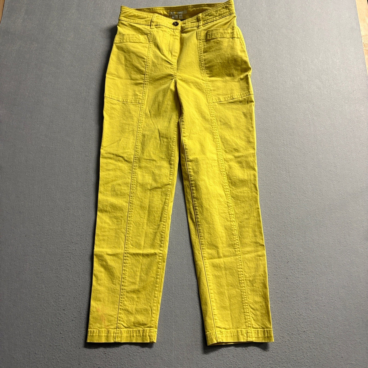 Boden Womens Yellow Straight Leg Pants Size US 4P Petite Utility Pockets Stretch