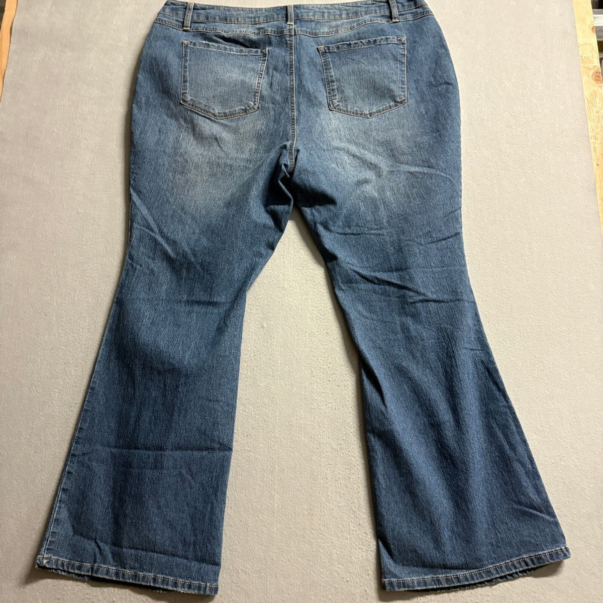 AG Denim Women 22W Flare Jeans Distressed Blue Stretch Medium Wash Bootcut