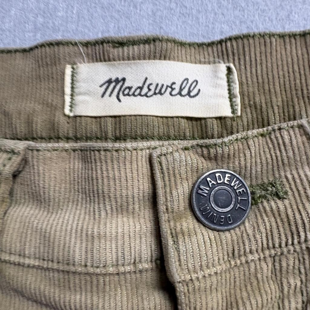 Madewell Classic Straight Jean Corduroy Pants Womens 28 Green Olive High Rise