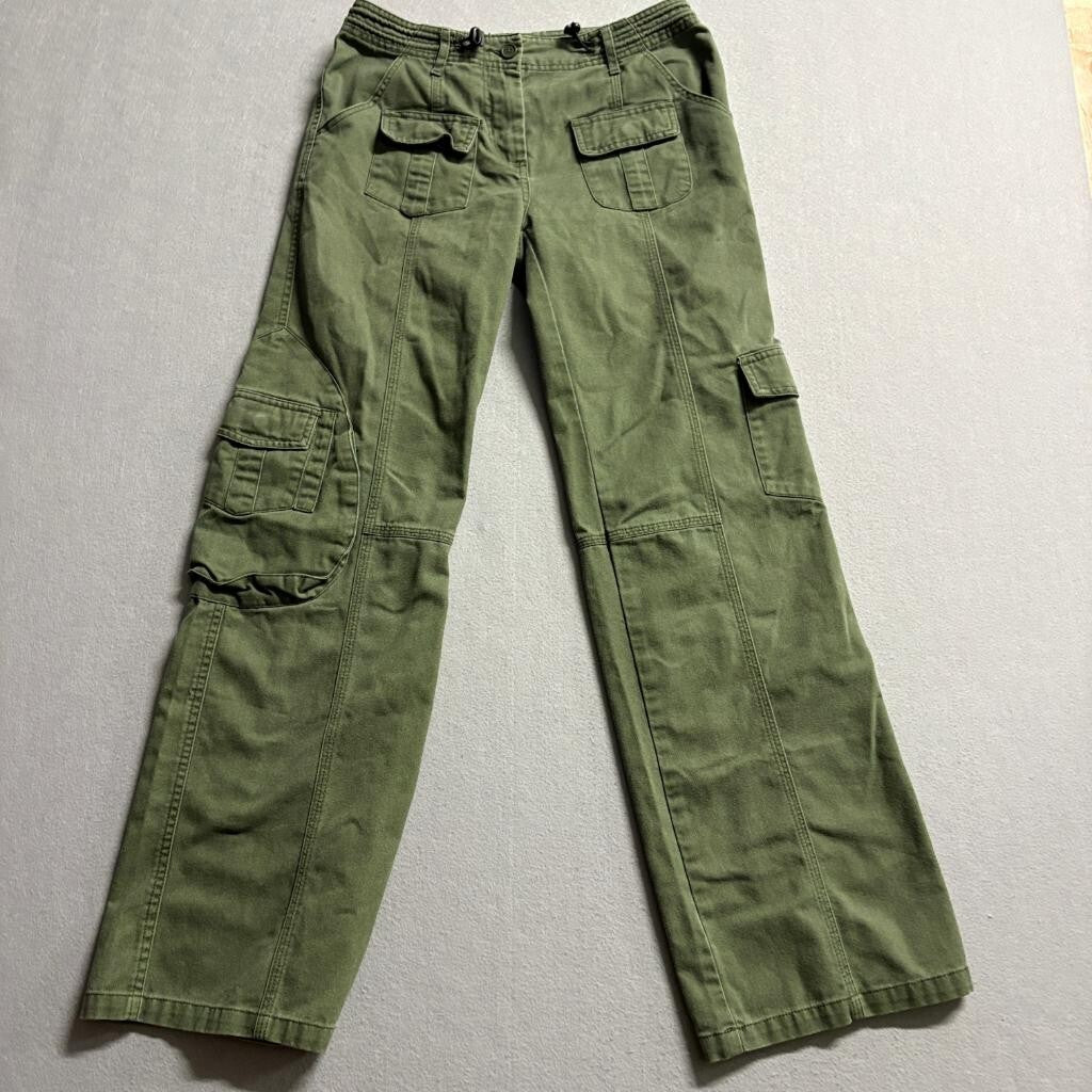 J. Galt Brandy Melville Cargo Pants Womens Small Green Wide Leg Utility Y2K
