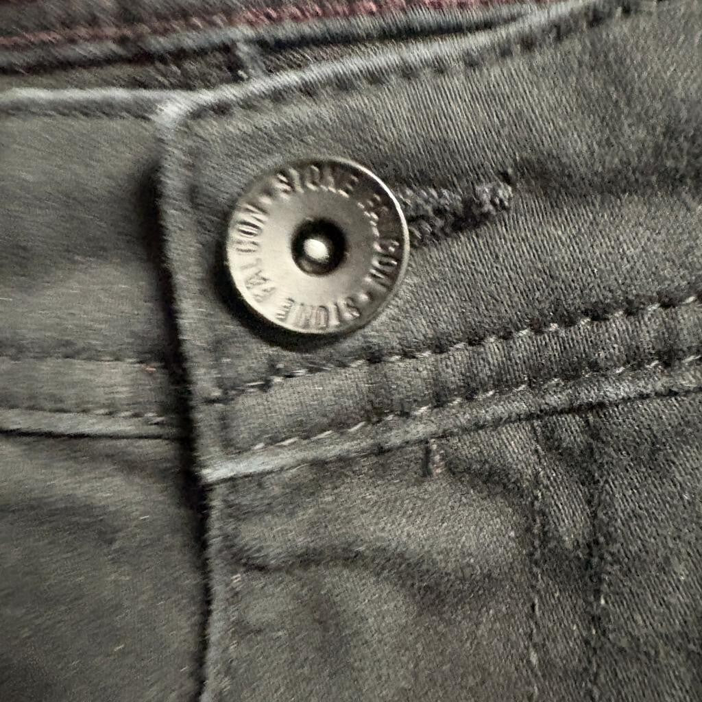 Stone Falcon Slim Fit Jeans Mens 36x32 Black Distressed Raw Hem Denim Pants