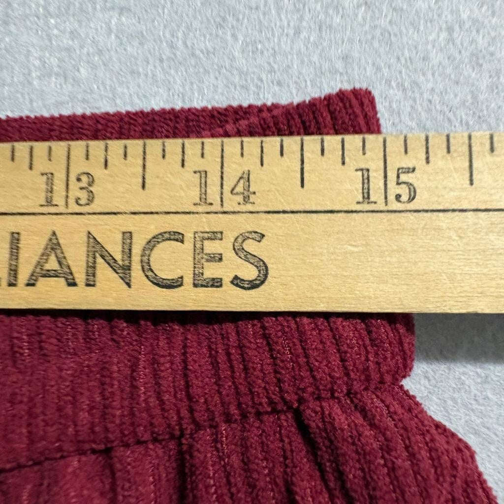Unbranded Mens Corduroy Cargo Pants Medium Burgundy Red Zipper Ankle Drawstring