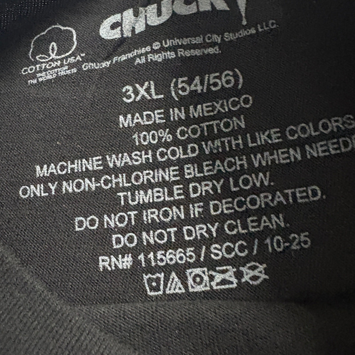 Chucky Child's Play Horror Movie Graphic T-Shirt Mens 3XL Black Days of the Week