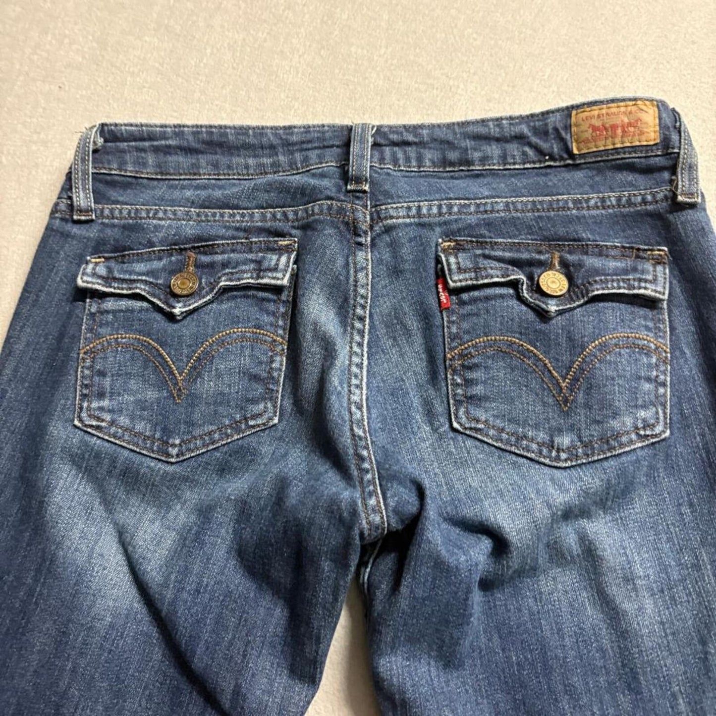 Levis 515 Bootcut Jeans Womens Size 7 Medium Blue Denim Flap Pocket Low Rise