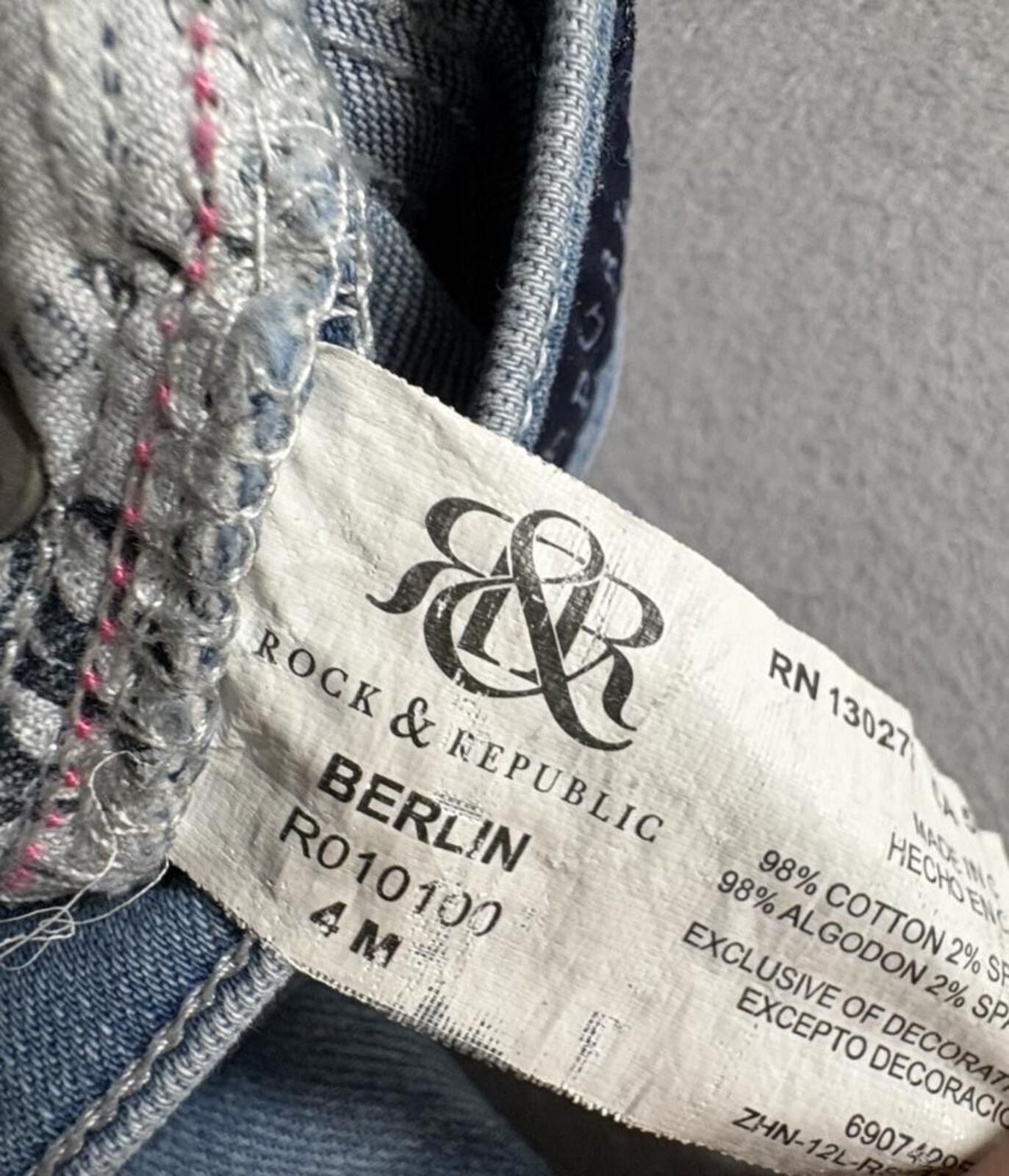 Rock and Republic Berlin Skinny Jeans Womens 4M Blue Aztec Geometric Print