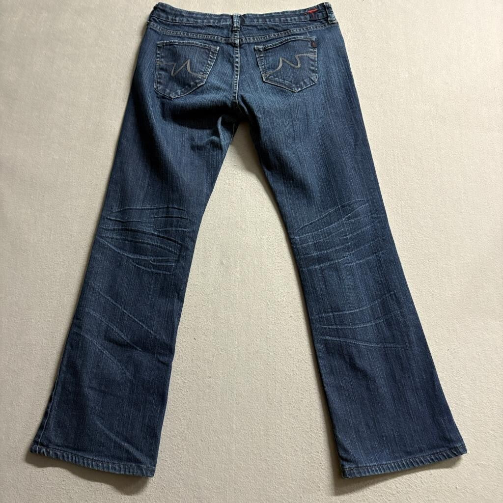 1717 Los Angeles Belle Bootcut Jeans Womens 29 Blue Denim Whiskered Stretch
