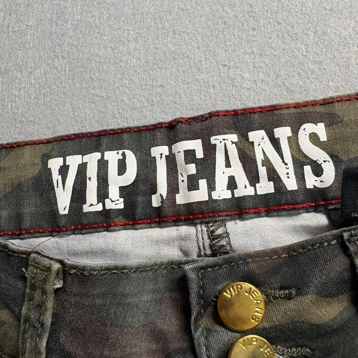 VIP Jeans Womens Camo Camouflage Stretch Skinny Pants Size 13 14 Double Button