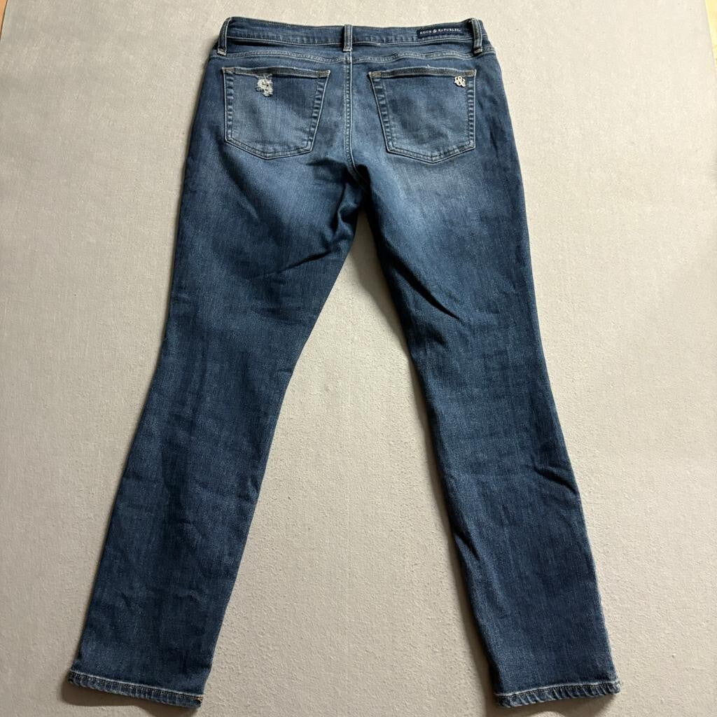 Rock and Republic FIXX Skinny Jeans Womens 16M Blue Denim Distressed R013937