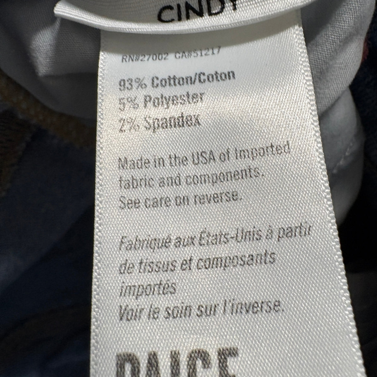 PAIGE Cindy High Rise Straight Leg Jeans Womens Size 25 Blue Denim Raw Hem