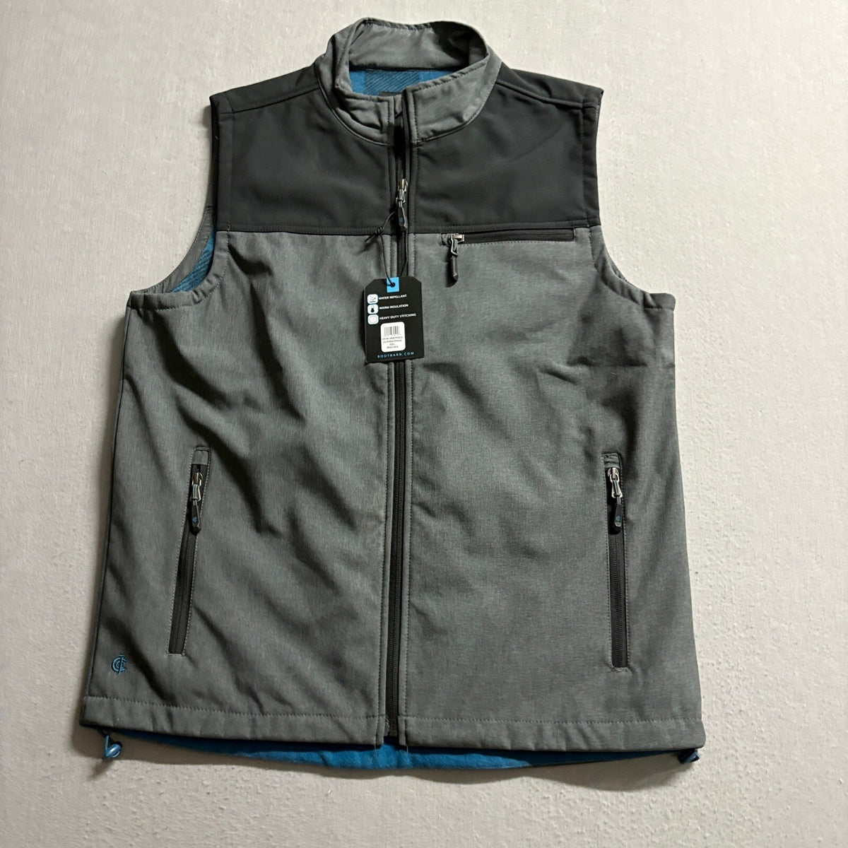 Cody James Core Softshell Vest Mens Large Gray Water Repellant Fleece Lined NWT