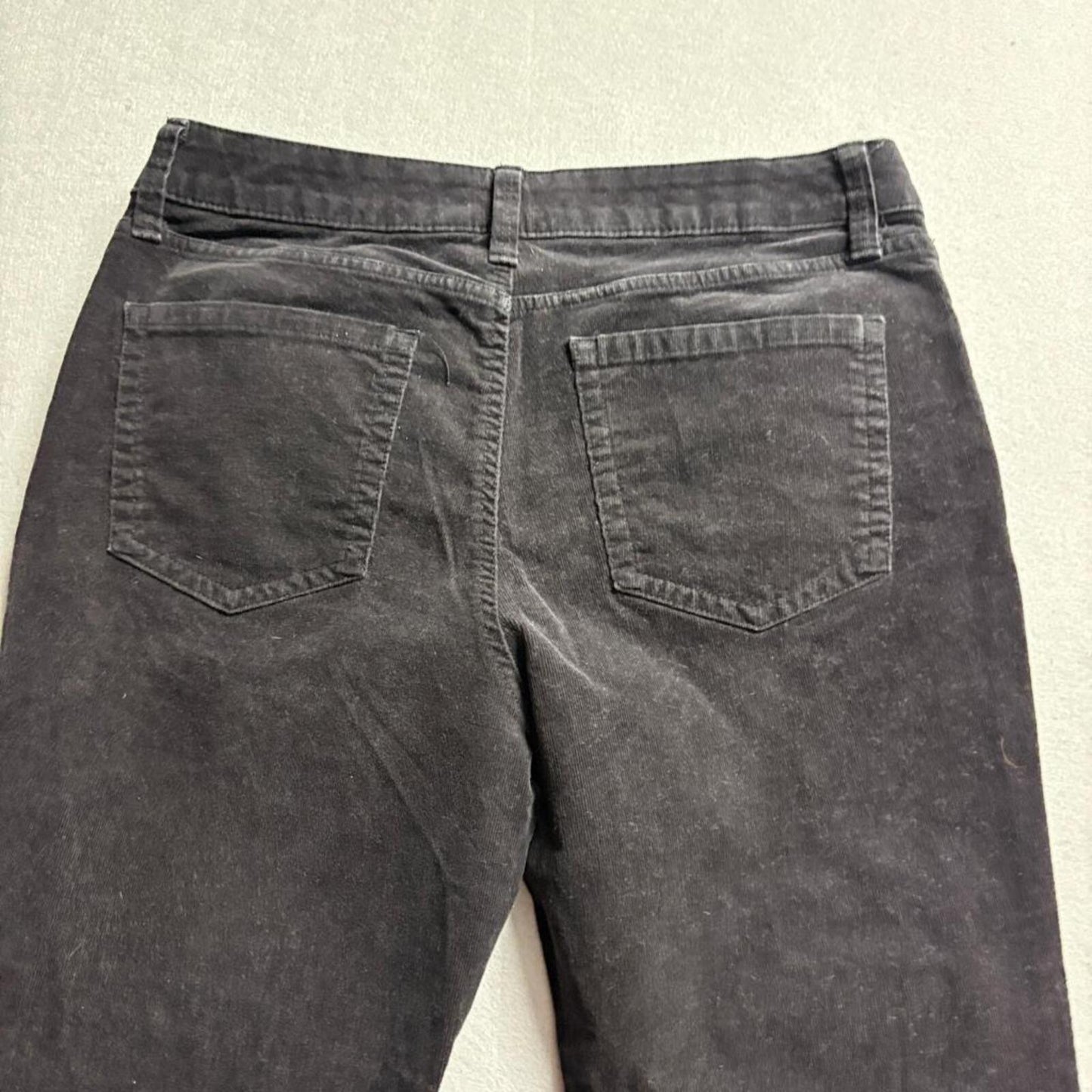 St John's Bay Corduroy Pants Womens 12P Black Straight Leg Stretch Corduroy