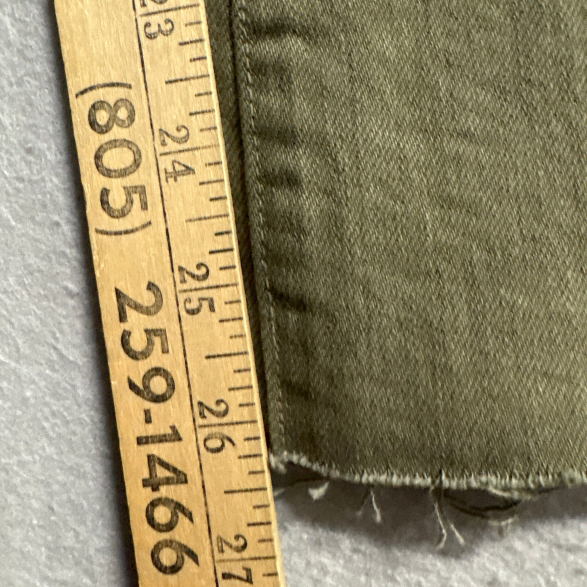 Trave Denim Colette Green Tambourine Jeans Womens Size 25 Raw Hem Made in USA