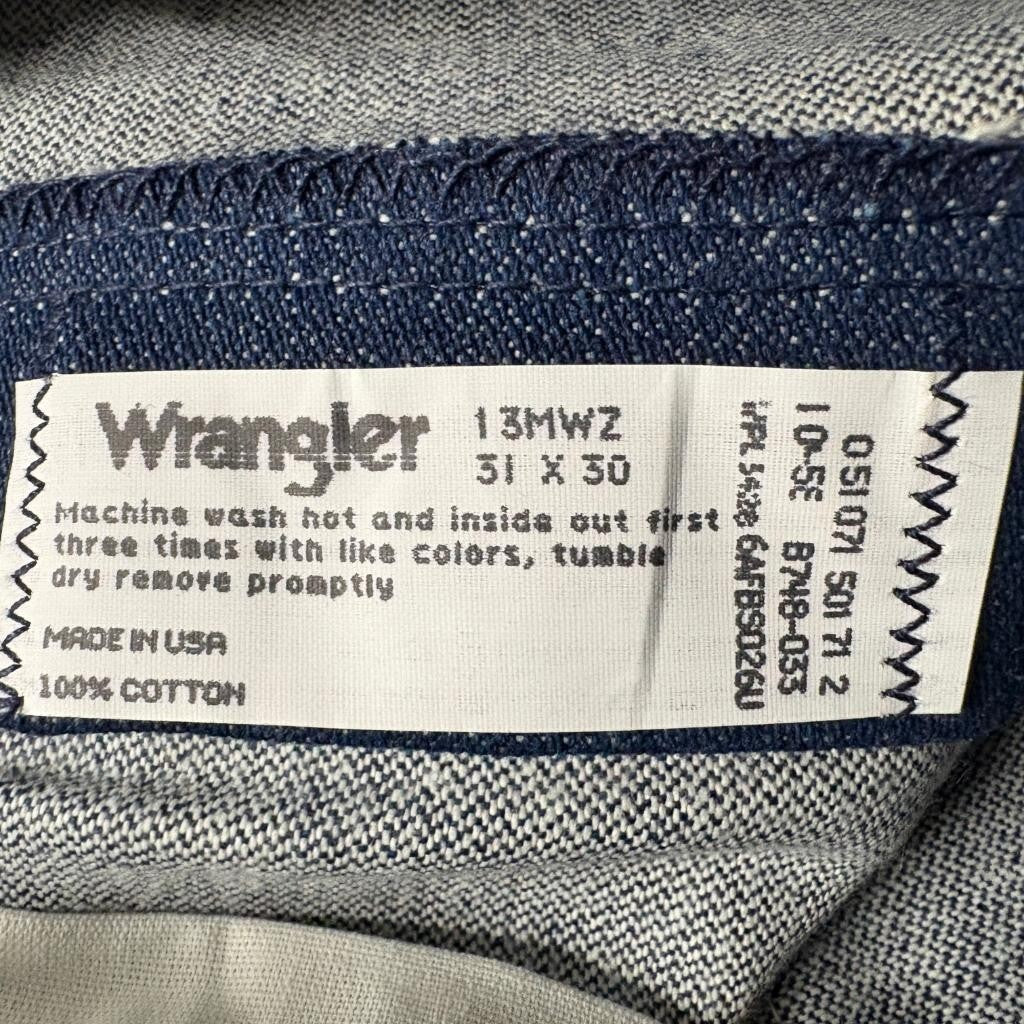 Vintage Wrangler 13MWZ Cowboy Cut Jeans Mens 31x30 Blue Denim Made in USA New