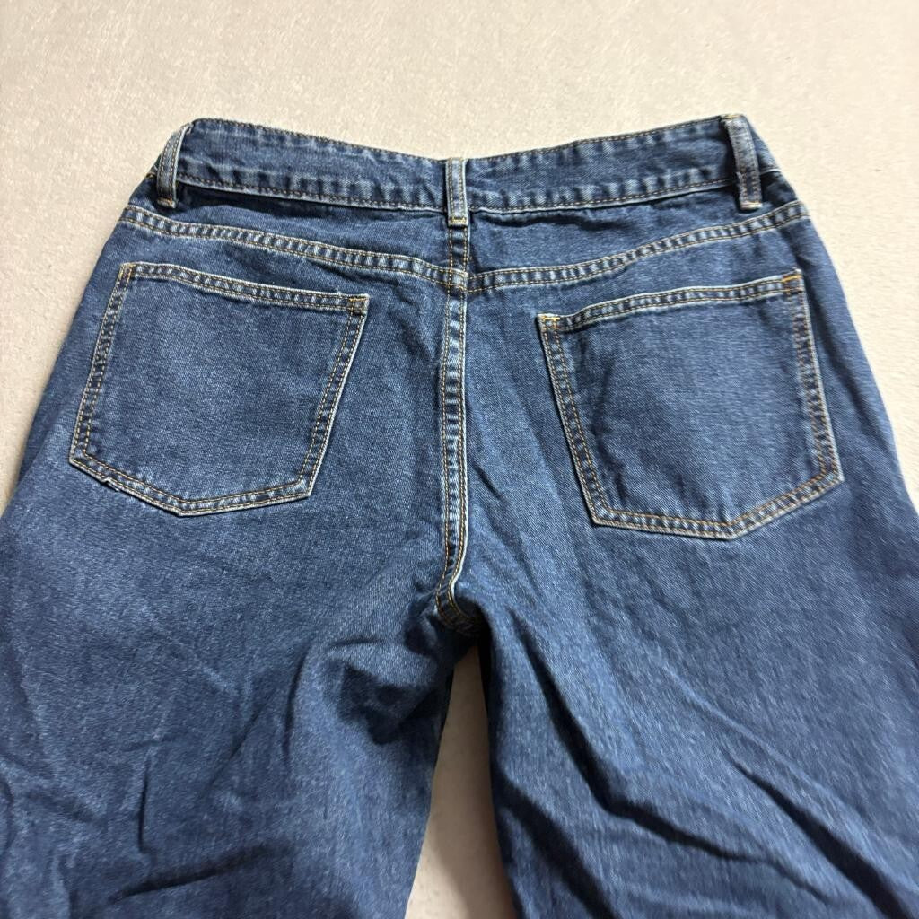 SHEIN Womens Cargo Jeans Size W28 L32 Blue Denim High Rise Wide Leg Utility