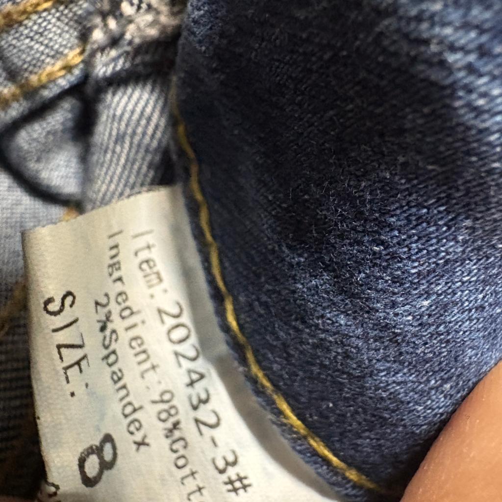 Unbranded Wide Leg Crop Jeans Womens Size 8 Blue Denim Raw Hem High Rise Stretch