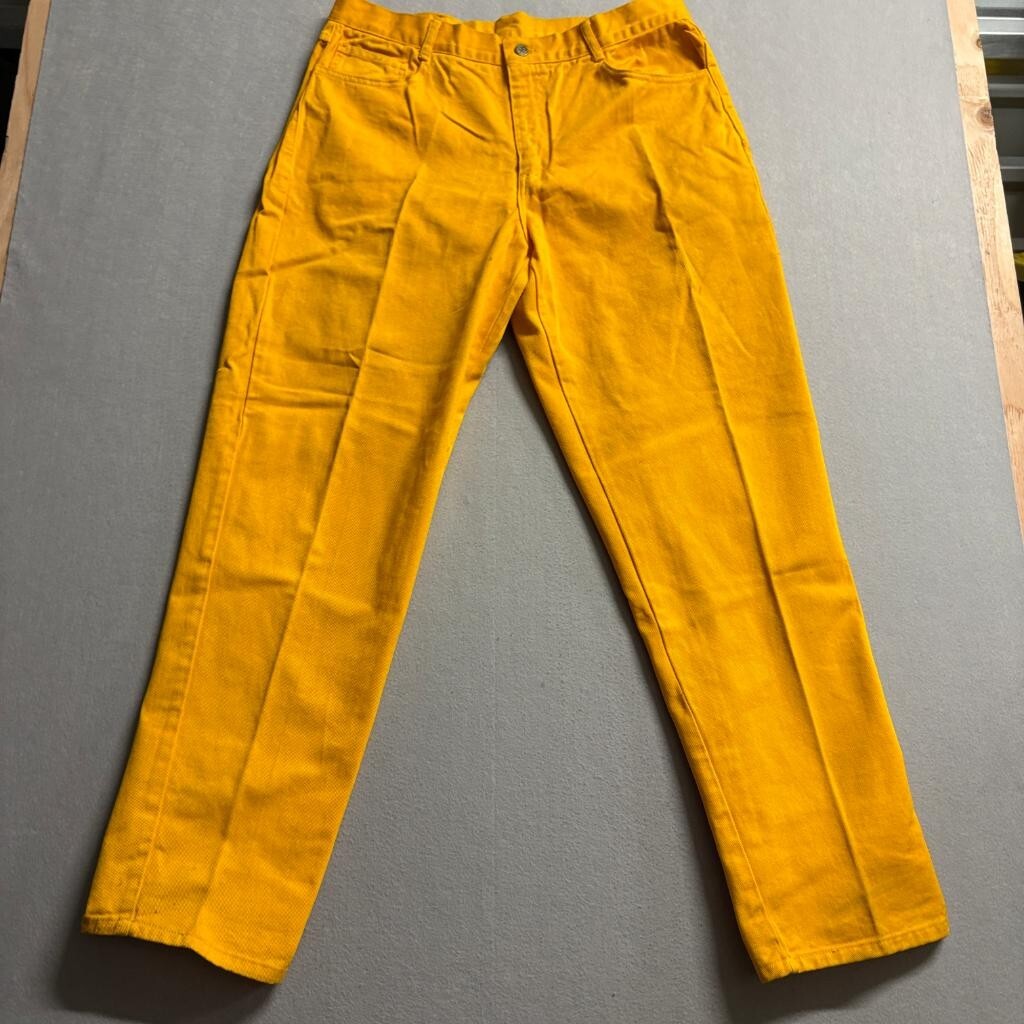 Rodin Vintage Womens Jeans Size 38 Yellow Cotton Denim Straight Leg Made in USA