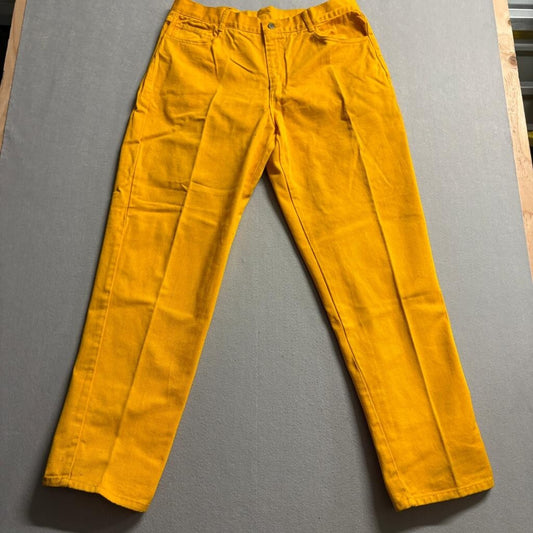 Rodin Vintage Womens Jeans Size 38 Yellow Cotton Denim Straight Leg Made in USA
