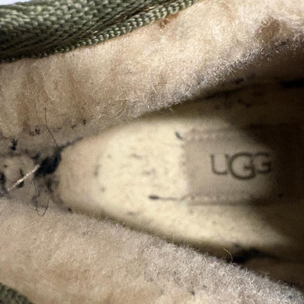 UGG Neumel Canvas Moss Green Mens Boots Size 8 Wool Lined Chuka Boots 1118264