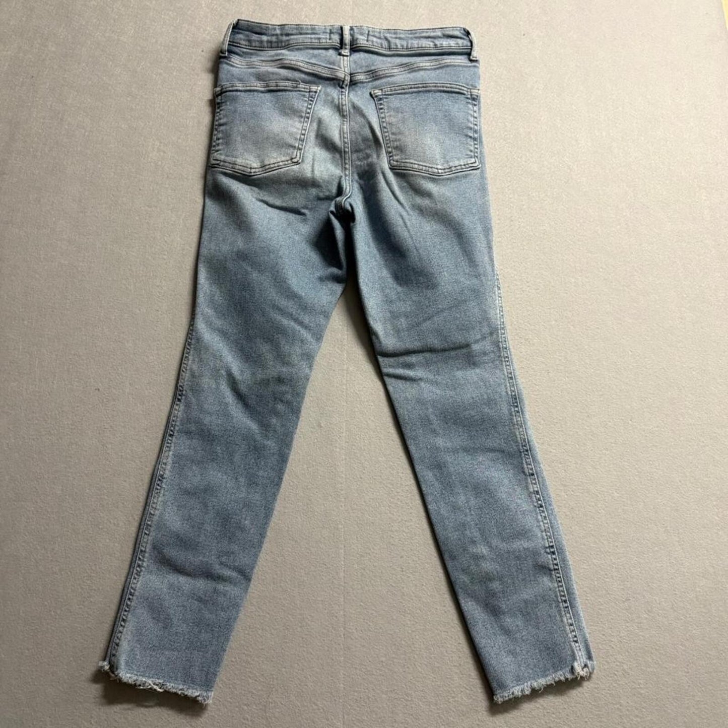 We The Free Free People Jeans Womens 30 Blue Denim Raw Hem High Rise Crop Skinny