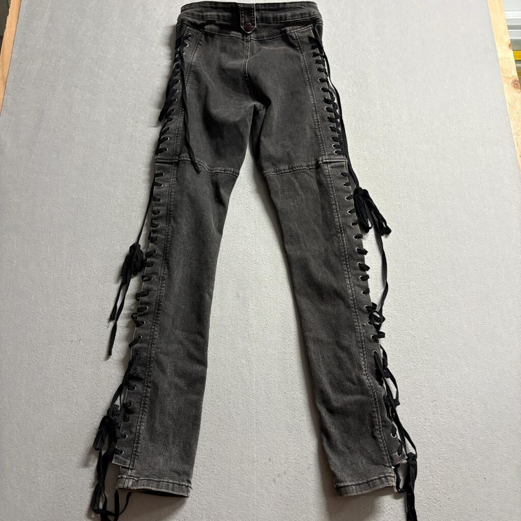 Fashion Nova Lace Up Side Jeans Womens Medium Black Denim Skinny High Rise