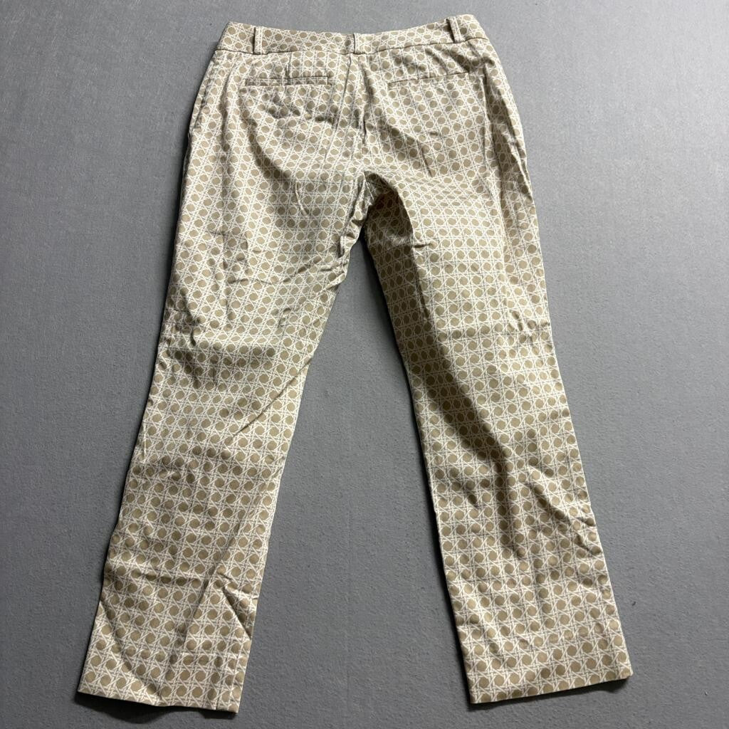Banana Republic Pants Womens 4 Beige White Cane Print Stretch Cotton Chino